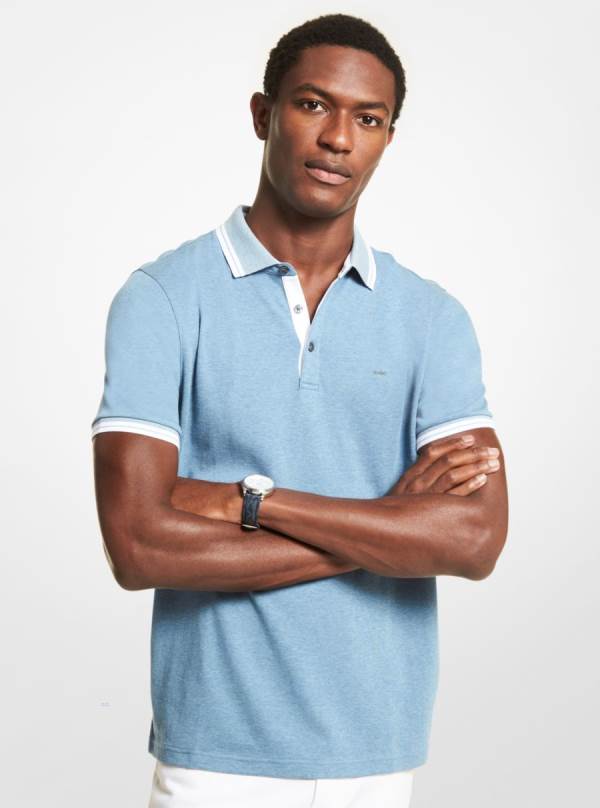 Panske Polokosele Michael Kors Greenwich Cotton Svetlo Modre - Oblecenie Michael Kors Obchod | OYACF-9124